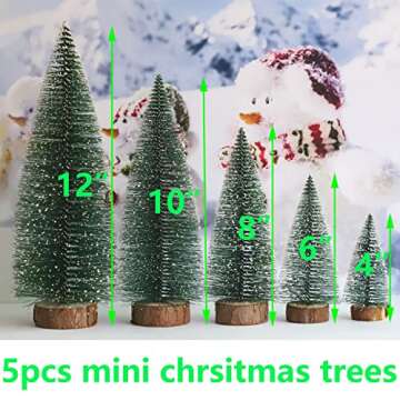 Bottle Brush Christmas Trees 5Sizes Mini Christmas Trees Small Christmas Trees Mini Pine Trees Deskt...