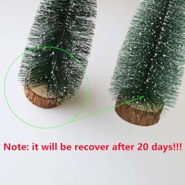 Bottle Brush Christmas Trees 5Sizes Mini Christmas Trees Small Christmas Trees Mini Pine Trees Desktop Miniature Christmas Trees with Snow and Wooden Base for Crafting Decorations (Plant Green)