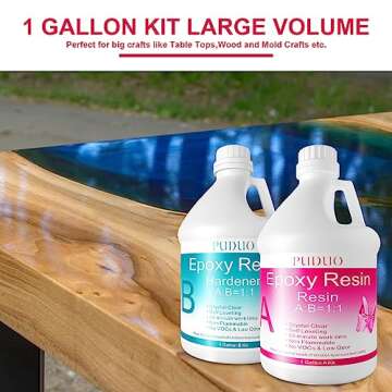 Epoxy Resin Crystal Clear Art 1 Gallon with Pump Kit for Coating, Casting, Resin Art, Jewelry, Tabletop, Bar Top, Live Edge Tables, Fast Curing 2 Part Epoxy Casting Resin Kit