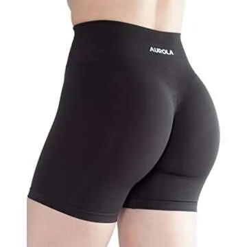 AUROLA Intensify Workout Shorts for Women Seamless Scrunch Short Gym Yoga Running Sport Active Exercise Fitness Shorts(L,Seal Brown)