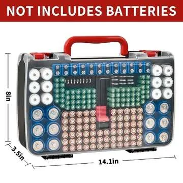 Battery Storage Organizer Case Holder Box with Tester, Double-Sided Batteries Fits for 269 Caddy Container AA AAA AAAA 3A 4A 9V C D Lithium 23A 4LR44 CR123A CR1632 CR2032 - Black