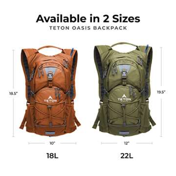 TETON Sports Oasis 18L Hydration Pack with Free 2-Liter water bladder; The perfect backpack for Hiking, Running, Cycling, or Commuting