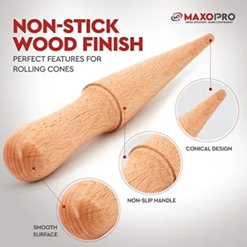 MaxoPro Wooden Waffle Cone Roller – Durable & Non-Slip