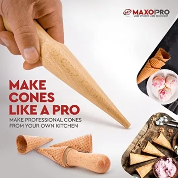 MaxoPro Wooden Waffle Cone Roller – Durable & Non-Slip