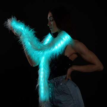 SZTOPFOCUS Light-Up Fur Scarf for Parties and Festivals