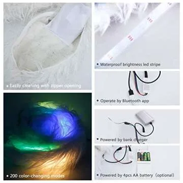 SZTOPFOCUS Light-Up Fur Scarf for Parties and Festivals