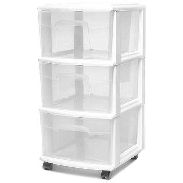 HOMZ 3-Drawer Storage Cart - Durable Plastic Home & Office Organizer