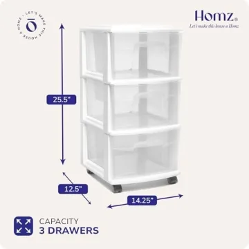 HOMZ 3-Drawer Storage Cart - Versatile Organizer for All