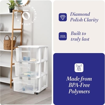 HOMZ 3-Drawer Storage Cart - Versatile Organizer for All