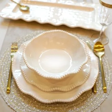 Certified International Cream Perlette 8.5" Melamine All Purpose Bowls, Set of 4