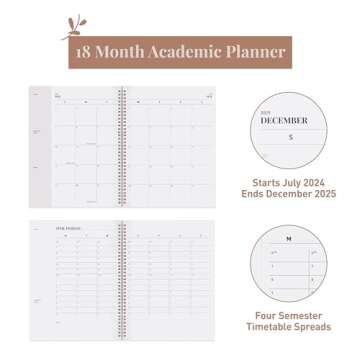 Rileys Planner 2024-2025 18-Month Academic Weekly Planner - Typographic Weekly & Monthly Agenda Planner, Flexible Cover, Notes Pages, Twin-Wire Binding (8 x 11 inch, Pink)