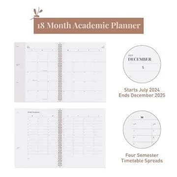 Rileys Planner 2024-2025 18-Month Academic Weekly Planner - Typographic Weekly & Monthly Agenda Planner, Flexible Cover, Notes Pages, Twin-Wire Binding (8 x 11 inch, Pink)