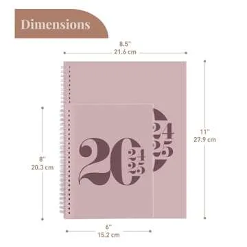 Rileys Planner 2024-2025 18-Month Academic Weekly Planner - Typographic Weekly & Monthly Agenda Planner, Flexible Cover, Notes Pages, Twin-Wire Binding (8 x 11 inch, Pink)