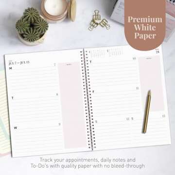Rileys Planner 2024-2025 18-Month Academic Weekly Planner - Typographic Weekly & Monthly Agenda Planner, Flexible Cover, Notes Pages, Twin-Wire Binding (8 x 11 inch, Pink)