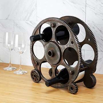 Foster & Rye Gears Countertop Wine Rack Holds 6 Bottles