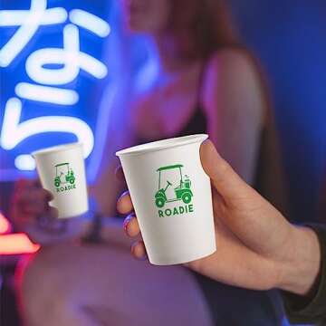 Geloar Golf Party Cups, 20 Pack 9oz Roadie Golf Themed Disposable Paper Cups for Golf Tournaments Golf Club Events Golf Themed Party Golf Outing Corporate Golf Events (Golf Cart Roadie Cups)