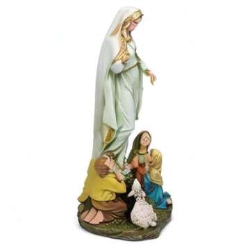 Our Lady of Fatima Children 12 Inch Resin Stone Indoor Outdoor Garden Statue