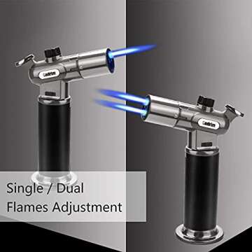 Cadrim Butane Torch - Refillable Pro Culinary Double Fire Cooking Torch