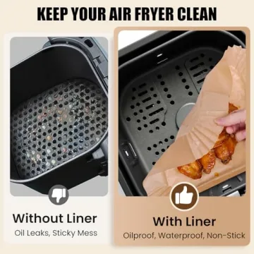 OLESBUR Air Fryer Liners Disposable, 200Pcs 8 Inch Airfryer Paper Liners, Unbleached Parchment Paper...