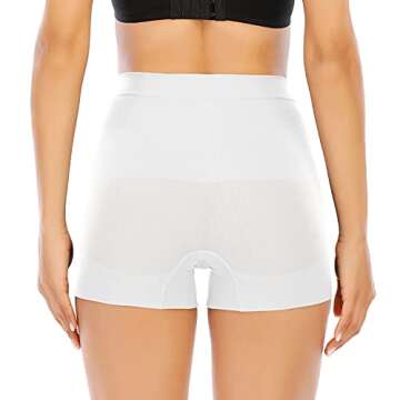 Womens Seamless Shaping Boyshorts Panties Tummy Control Underwear Slimming Shapewear Shorts(#A2 Whit...