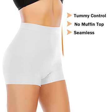 Womens Seamless Shaping Boyshorts Panties Tummy Control Underwear Slimming Shapewear Shorts(#A2 White(light Tummy Control),Medium)