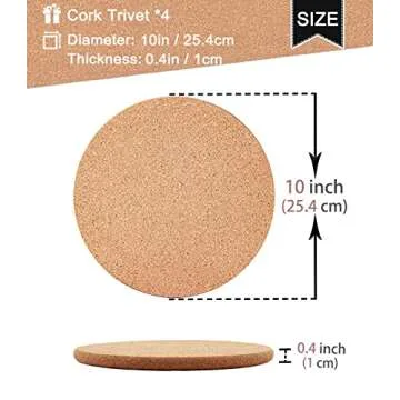 KITLAB Cork Trivets, 4 Pcs High Density Thick Heat Resistant Multifunctional Cork Coasters, Hot Pads for Table & Countertop