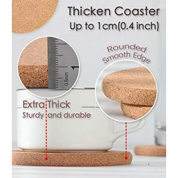 KITLAB Cork Trivets, 4 Pcs High Density Thick Heat Resistant Multifunctional Cork Coasters, Hot Pads for Table & Countertop