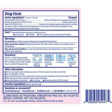 Boiron Camilia Drops 40 Count (Pack of 2) Relief of Painful or Swollen Gums and Irritability in Babi...