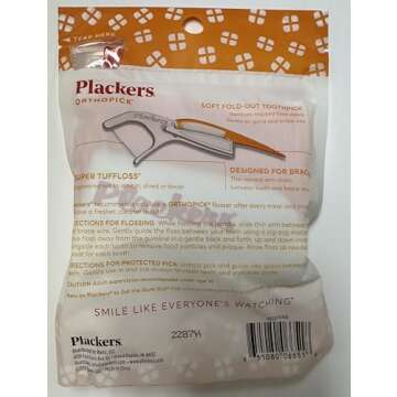 Plackers Orthopick Flosser for Braces, Pack of 4 (36 Flossers Each)