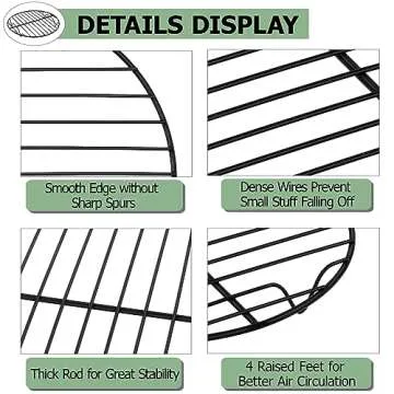 TeamFar Round Cooling Racks - Healthy & Oven Safe Set