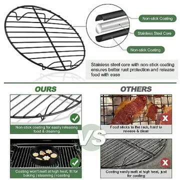 TeamFar Round Cooling Racks - Healthy & Oven Safe Set
