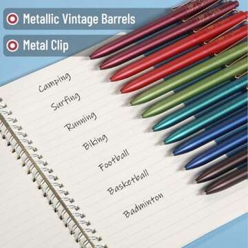 Mr. Pen- Retractable Gel Pens, 12 Pack, Black Ink Gel Pens Fine Point 0.5mm, Metallic Dark Vintage Barrels, Fast Dry, Retractable Pens, Gel Ink Pens, Aesthetic Pens for Journaling Fine Tip Pens