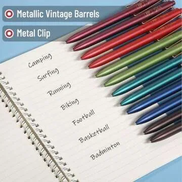 Mr. Pen- Retractable Gel Pens, 12 Pack, Black Ink Gel Pens Fine Point 0.5mm, Metallic Dark Vintage Barrels, Fast Dry, Retractable Pens, Gel Ink Pens, Aesthetic Pens for Journaling Fine Tip Pens