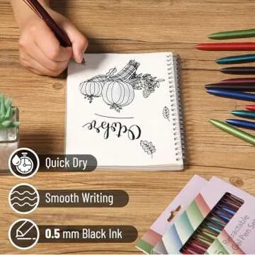 Mr. Pen- Retractable Gel Pens, 12 Pack, Black Ink Gel Pens Fine Point 0.5mm, Metallic Dark Vintage Barrels, Fast Dry, Retractable Pens, Gel Ink Pens, Aesthetic Pens for Journaling Fine Tip Pens