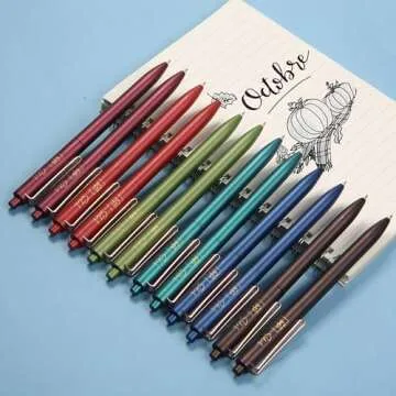 Mr. Pen- Retractable Gel Pens, 12 Pack, Black Ink Gel Pens Fine Point 0.5mm, Metallic Dark Vintage Barrels, Fast Dry, Retractable Pens, Gel Ink Pens, Aesthetic Pens for Journaling Fine Tip Pens