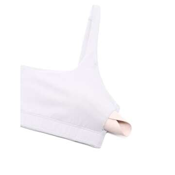 CRZ YOGA Butterluxe Spaghetti Strap Sports Bras for Women - Square Neck Yoga Wireless Low Coverage Padded Cami Crop Top White Medium