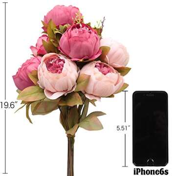 Luyue Peonies Artificial Flowers Faux Peony Flowers Artificial Silk Peonies Bouquet Fake Peonies Flower for Table Centerpiece Indoor Home Decor