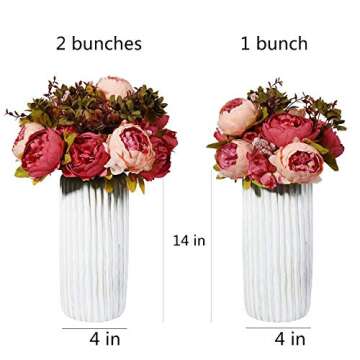 Luyue Peonies Artificial Flowers Faux Peony Flowers Artificial Silk Peonies Bouquet Fake Peonies Flower for Table Centerpiece Indoor Home Decor