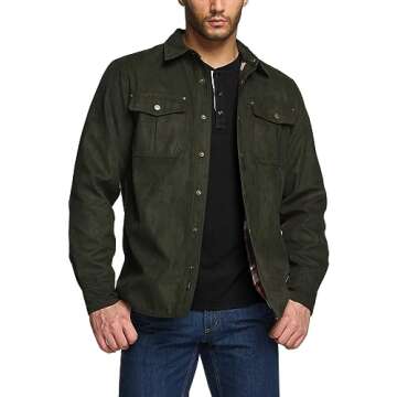 CQR Men's Flannel Lined Shirt Jackets, Long Sleeved Rugged Plaid Cotton Brushed Suede Shirt Jacket, ...