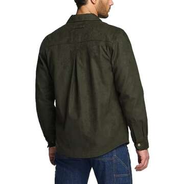 CQR Men's Flannel Lined Shirt Jackets, Long Sleeved Rugged Plaid Cotton Brushed Suede Shirt Jacket, Flannel Lined Folk Tale, Medium