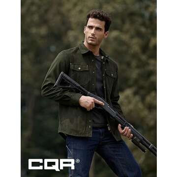 CQR Men's Flannel Lined Shirt Jackets, Long Sleeved Rugged Plaid Cotton Brushed Suede Shirt Jacket, Flannel Lined Folk Tale, Medium