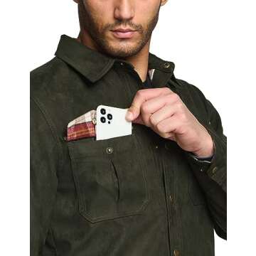 CQR Men's Flannel Lined Shirt Jackets, Long Sleeved Rugged Plaid Cotton Brushed Suede Shirt Jacket, Flannel Lined Folk Tale, Medium