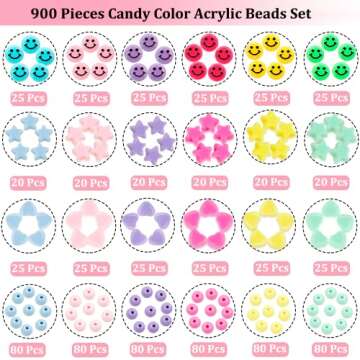 900Pcs Acrylic Bead Set for Bracelets Jewelry Making