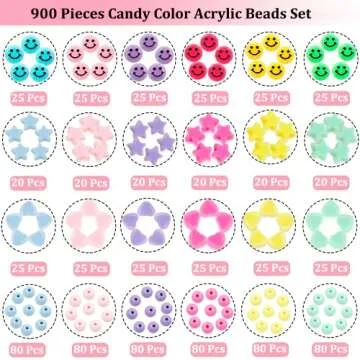 900Pcs Acrylic Bead Set for Bracelets Jewelry Making