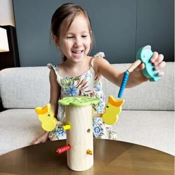 Montessori Mama Magnetic Woodpecker Worm Feed Game - Educational Wooden Color Matching & Fine Motor Skill Development Toy for 2 3 Year Olds Toys