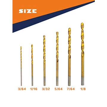 INTOO Mini Drill Bit Set 60 Pcs+12 Pcs Free High Speed Steel HSS Titanium Micro Drill Bits 3/64"-1/8" Metal,Plastic,Wood, Small Drill Bit