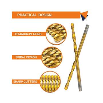 INTOO Mini Drill Bit Set 60 Pcs+12 Pcs Free High Speed Steel HSS Titanium Micro Drill Bits 3/64"-1/8" Metal,Plastic,Wood, Small Drill Bit