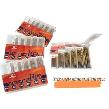 INTOO Mini Drill Bit Set 60 Pcs+12 Pcs Free High Speed Steel HSS Titanium Micro Drill Bits 3/64"-1/8" Metal,Plastic,Wood, Small Drill Bit