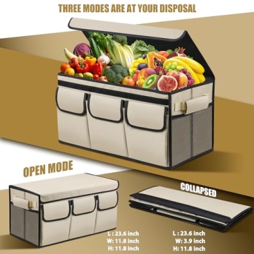 Car Trunk Organizer with Lid - Durable & Collapsible