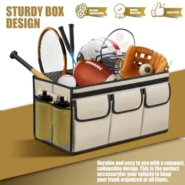 Car Trunk Organizer with Lid - Durable & Collapsible